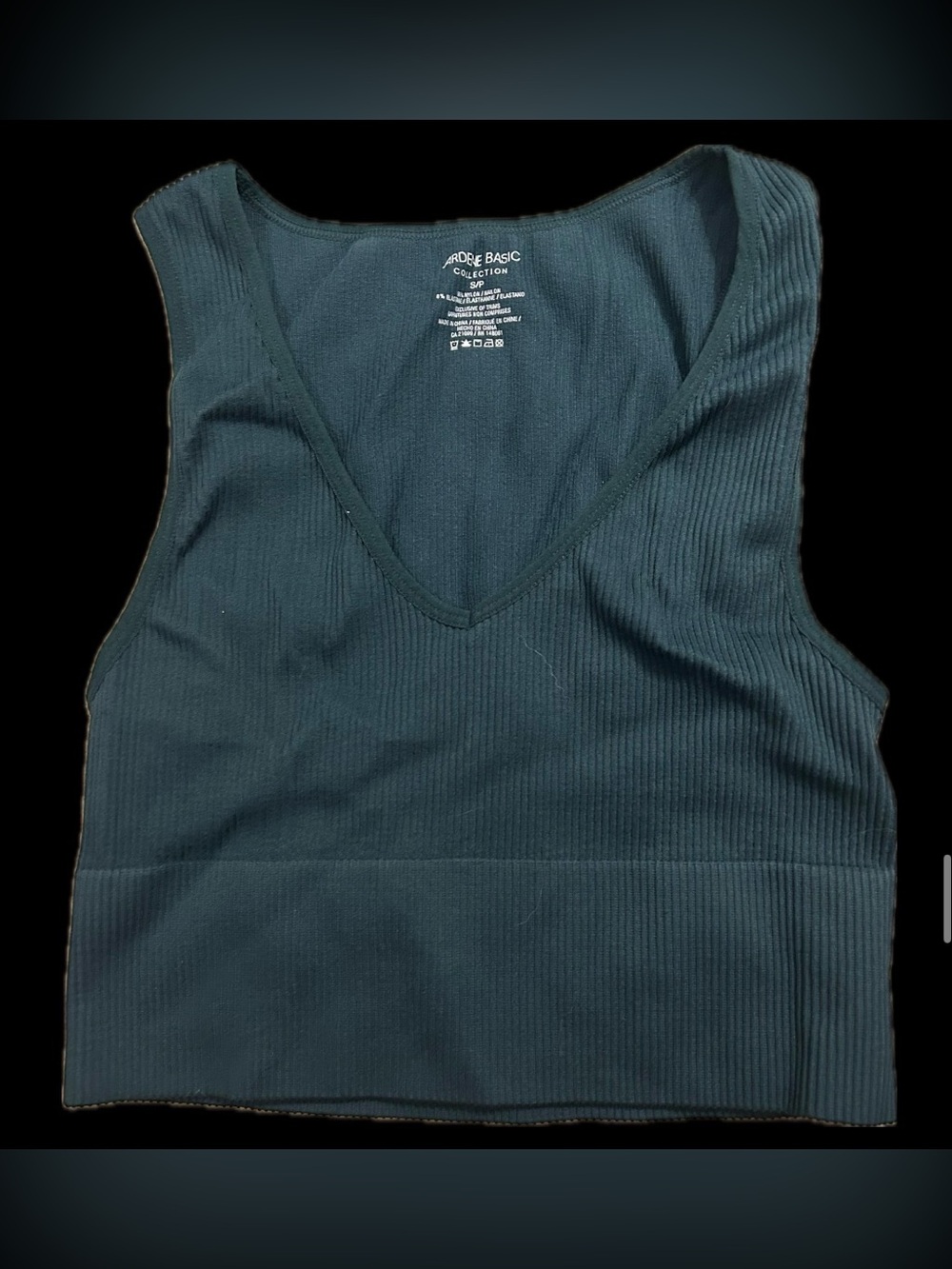 Ardene Ribbed V-Neck Crop Tank – Teal Green